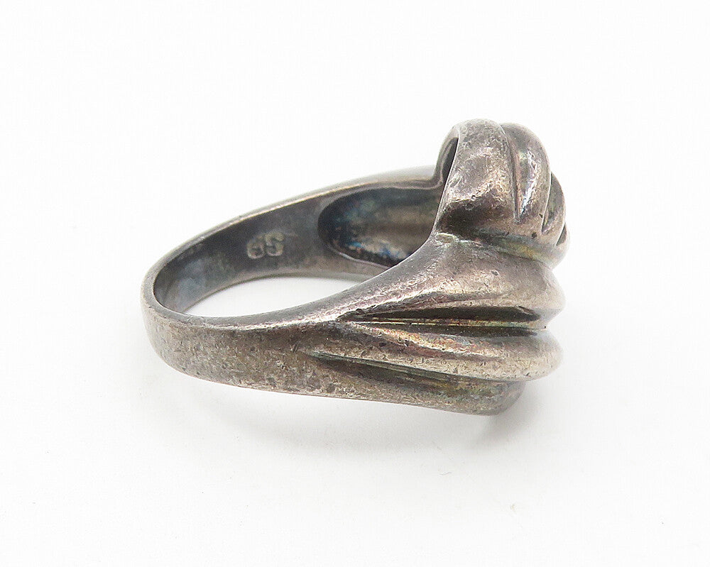 925 Sterling Silver  Vintage Dark Tone Fluted Dome Band Ring Sz 6  RG11281