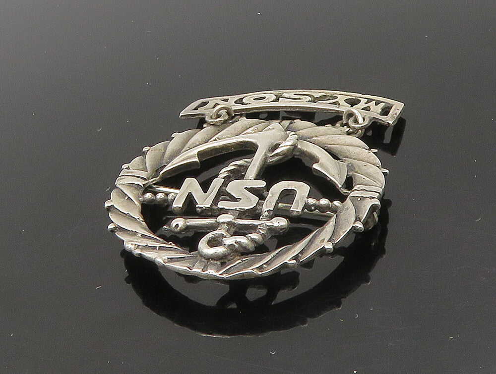 925 Sterling Silver  Vintage United States Navy My Son Brooch Pin  BP9281