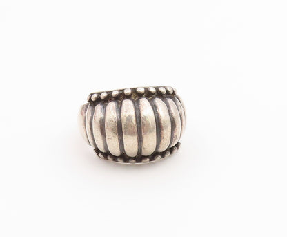925 Sterling Silver Vintage Ring Chunky Ribbed Scalloped Dome  Sz 7.5  RG36655