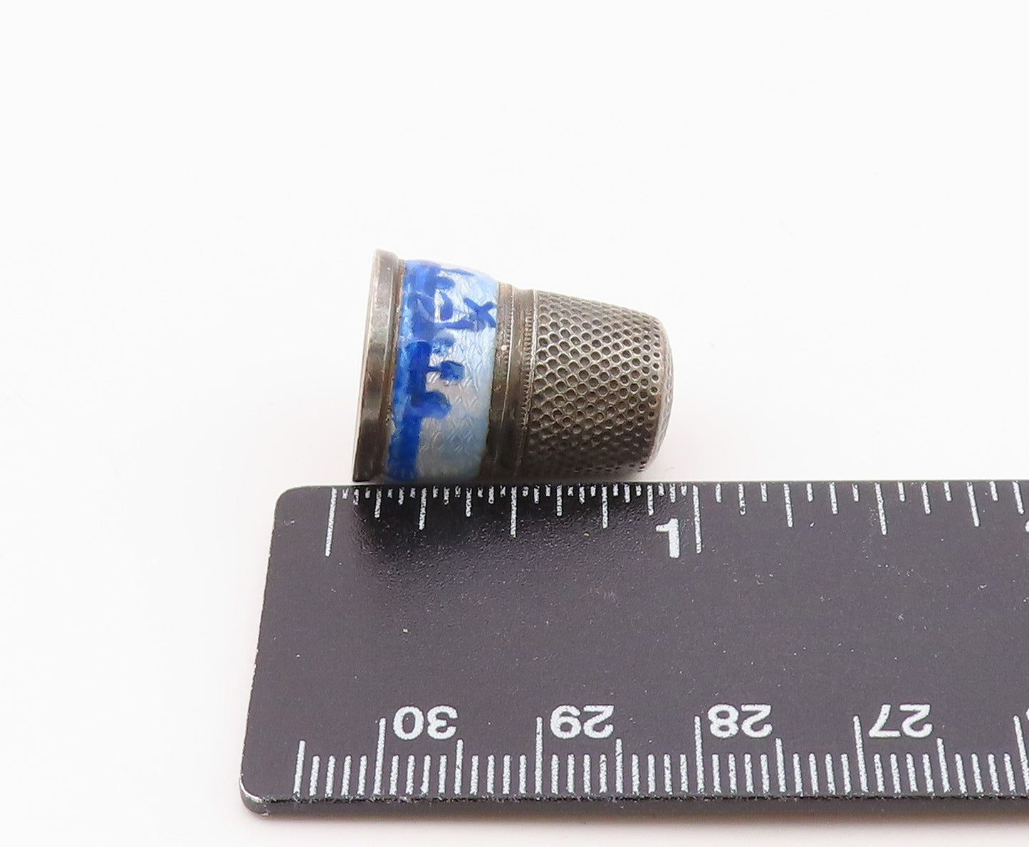 925 Sterling Silver  Vintage Enamel Ocean Scenery Thumb Thimble  TR3332