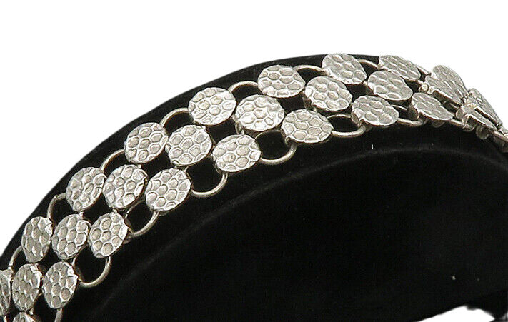 925 Sterling Silver  Vintage Shiny Round Patterned Chain Bracelet  BT9073