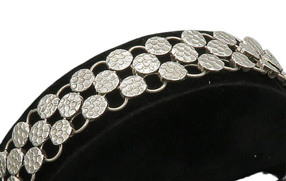 925 Sterling Silver  Vintage Shiny Round Patterned Chain Bracelet  BT9073
