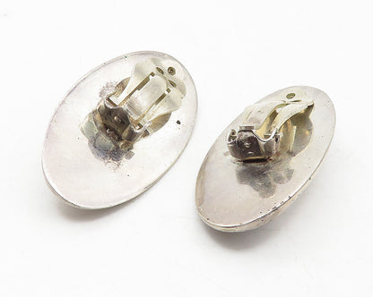 925 Sterling Silver  Vintage Oval Swirl Dome Non Pierce Drop Earrings  EG5873
