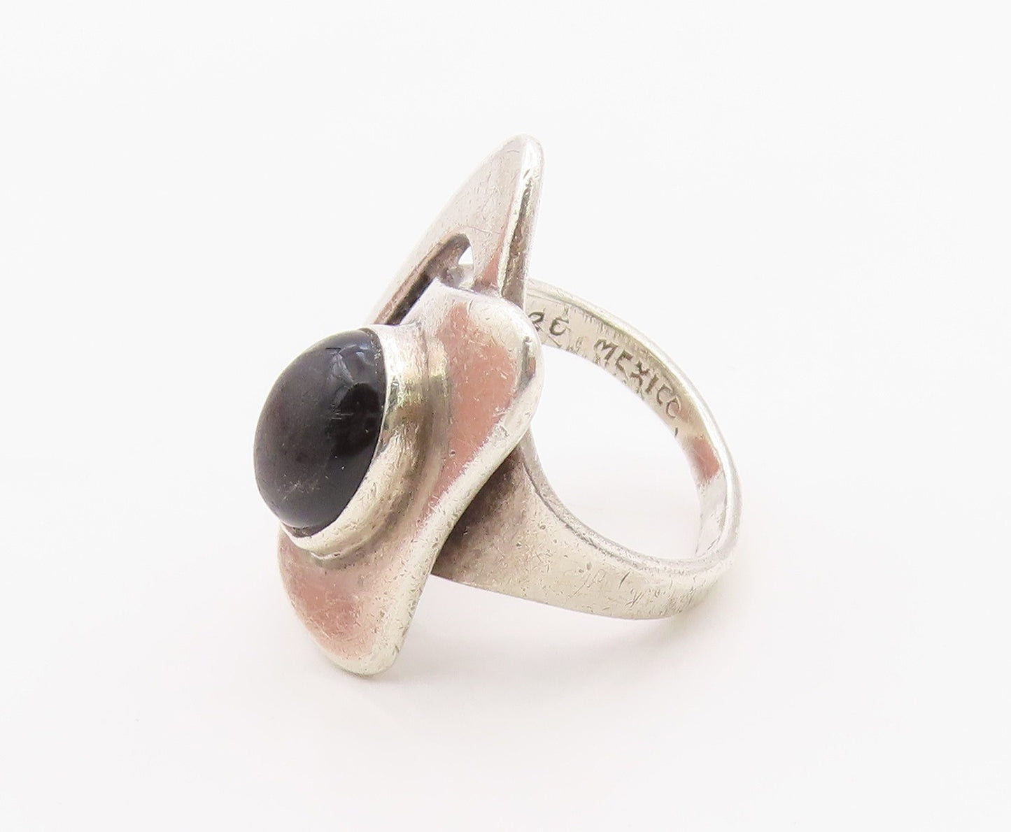 925 Sterling Silver Vintage Ring ERIKA HULT MEXICO Onyx Band  Sz 6.5  RG36342