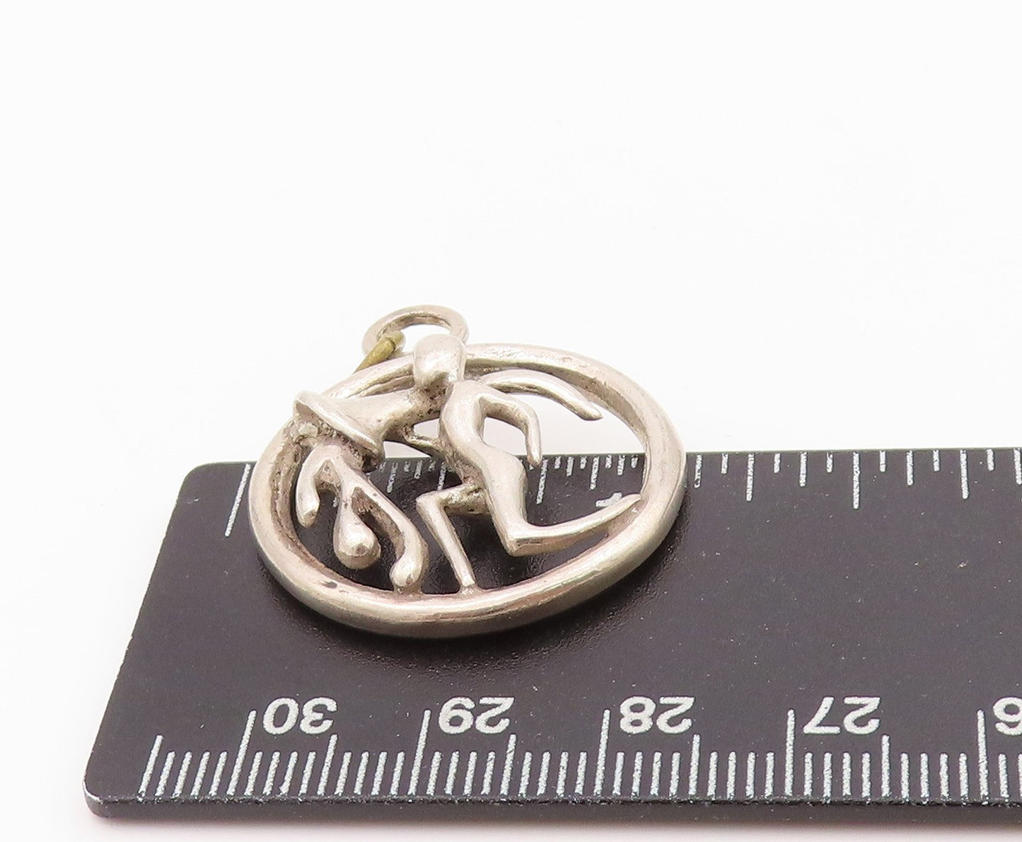 925 Sterling Silver Vintage Pendant Solid Cutout Dancing Couple  PT24332