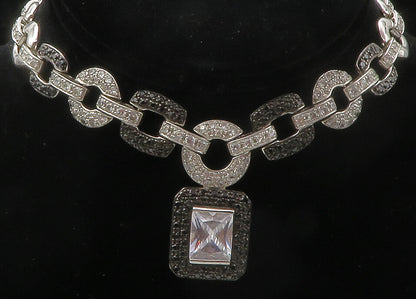 ROSS SIMON 925 Silver  Cubic Zirconia & Black Hematite Chain Necklace  NE2112
