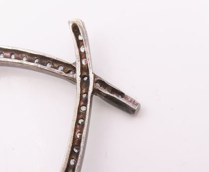 925 Sterling Silver  Vintage Cubic Zirconia Open Love Heart Pendant  PT14881