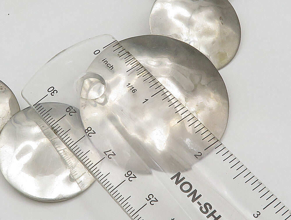 DESIGNER 925 Silver  Vintage Graduated Hammered Circle Collar Necklace  NE3809