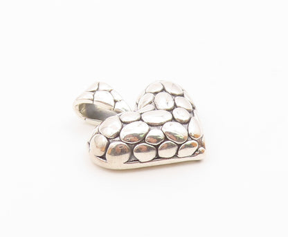 925 Sterling Silver  Vintage Cobblestone Pattern Love Heart Pendant  PT19876