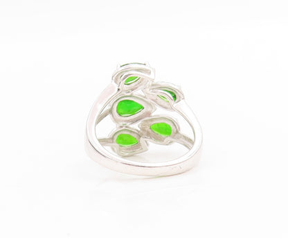 925 Sterling Silver Vintage Ring Pear Cut Green CZ Split Band  Sz 6  RG34032