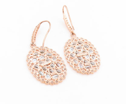 925 Sterling Silver Vintage Earrings Gold Plated Elegant Topaz Cluster  EG14045