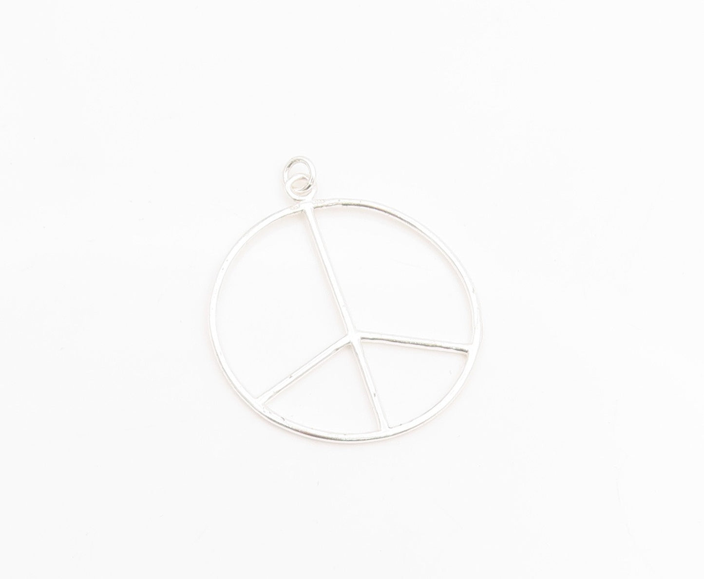 925 Sterling Silver Vintage Pendant Minimalist Open Circle Peace Symbol  PT25185