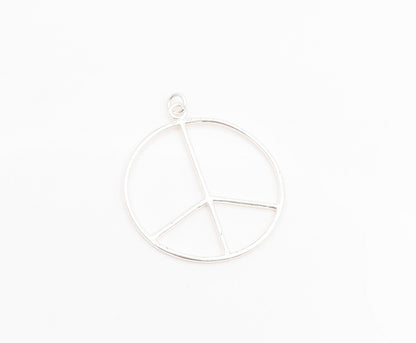 925 Sterling Silver Vintage Pendant Minimalist Open Circle Peace Symbol  PT25185