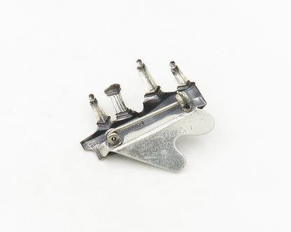 BEAU 925 Sterling Silver  Vintage Shiny Grand Piano Music Brooch Pin  BP7577