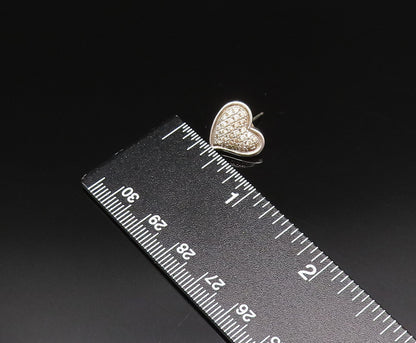 925 Silver  Vintage Dainty Sparkly Topaz Love Heart Stud Earrings  EG11996