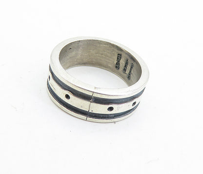 MEXICO 925 Silver  Vintage Oxidized Dotted Detail Round Band Ring Sz 7  RG6967