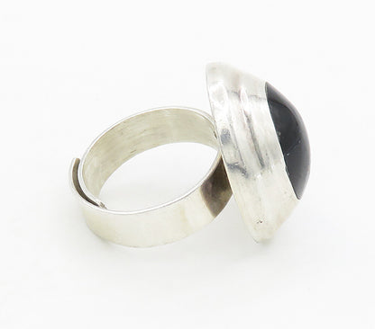 MEXICO 925 Sterling Silver  Vintage Black Onyx Cocktail Ring Sz 8  RG15643