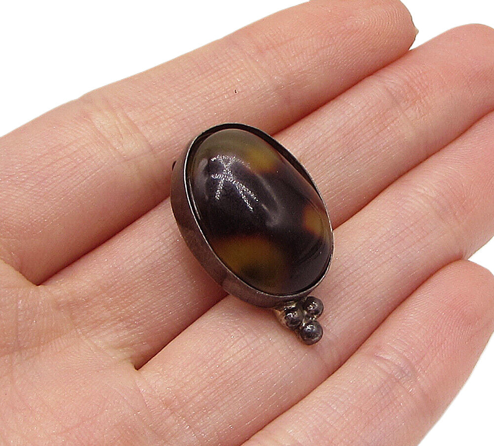 925 Sterling Silver  Vintage Bezel Set Quartz Oval Slider Pendant  PT2333