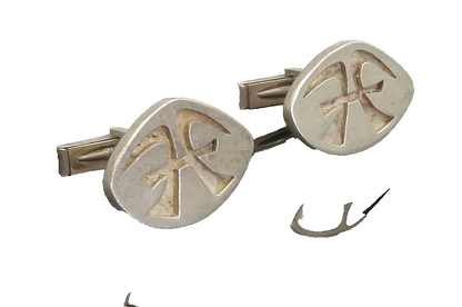 925 Sterling Silver  Vintage Shiny Stamped Design Whale Back Cuff Links TR1275