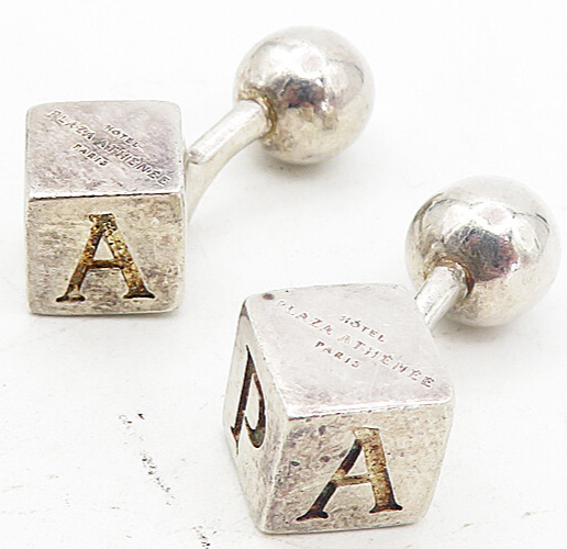 PARIS 925 Sterling Silver  Vintage Shiny Petite HPAP Block Cuff Links  TR1378