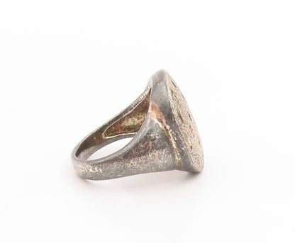 925 Sterling Silver Vintage Ring Modernist Etched Rippled Band  Sz 10  RG34010