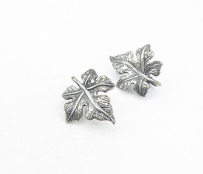 DANECRAFT 925 Sterling Silver  Vintage Floral Leaf Non Pierce Earrings  EG4183