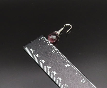 EUROPEAN 925 Silver  Vintage Fancy Purple Cat's Eye Dangle Earrings  EG12027