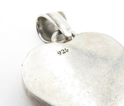 925 Sterling Silver  Vintage White Stone Love Heart Fluted Bail Pendant PT5017