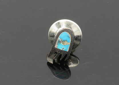 ZUNI 925 Sterling Silver  Vintage Turquoise Bear Claw Petite Lapel Pin  TR2839