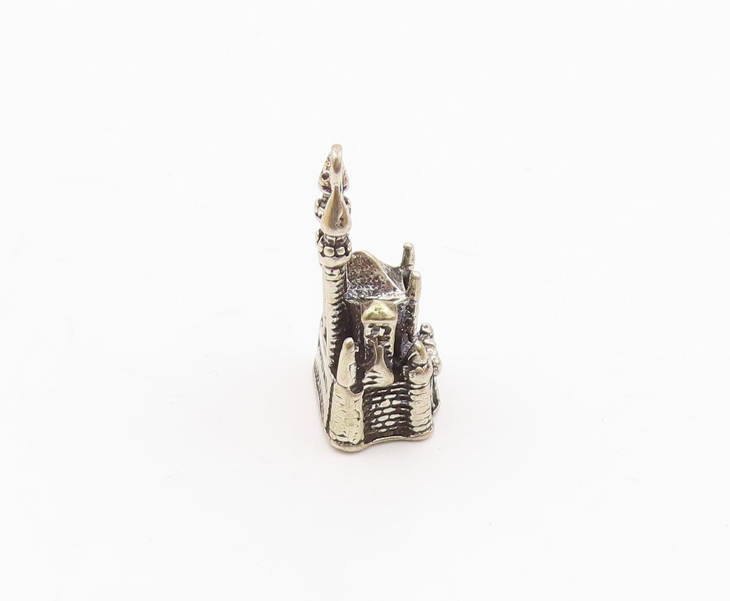 925 Sterling Silver  Vintage Sculpted Disneyland Castle Drop Pendant  PT21588