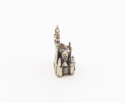 925 Sterling Silver  Vintage Sculpted Disneyland Castle Drop Pendant  PT21588