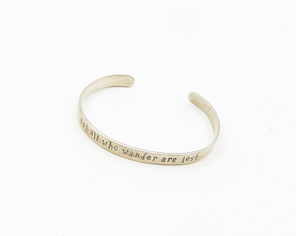 FAR FETCHED 925 Silver  Vintage Not All Who Wander Quote Cuff Bracelet  BT7659