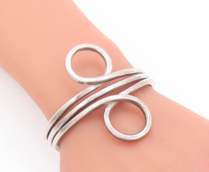 925 Sterling Silver Vintage Bracelet MEXICO Cutout Swirled Loop Cuff  BT10350