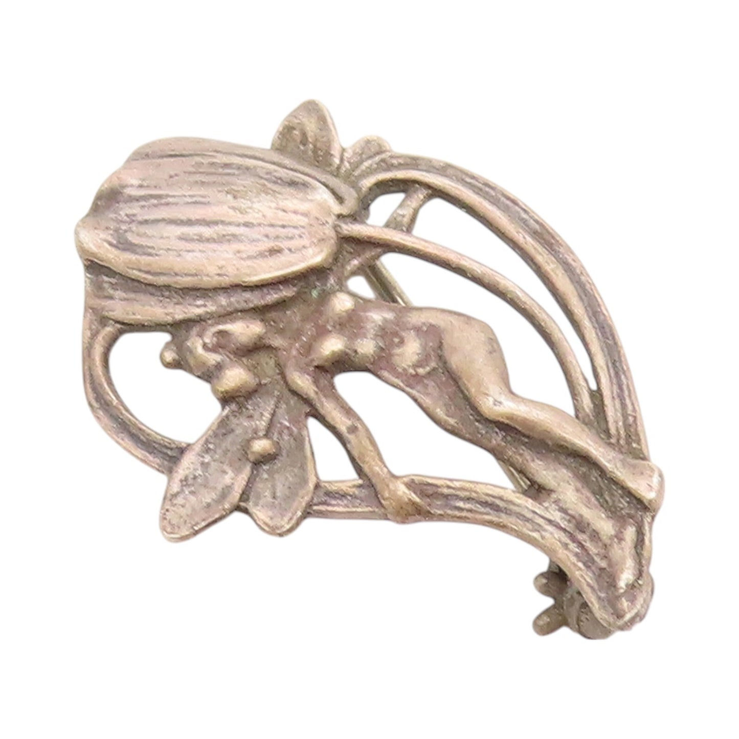 925 Sterling Silver Vintage Brooch Dark Tone Cutout Tinkerbell  BP11517