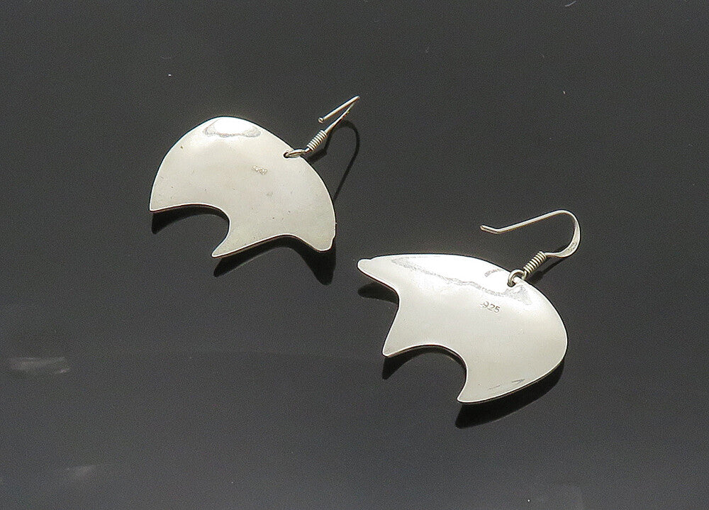 925 Sterling Silver Vintage Shiny Arrow Bear Motif Drop Earrings EG10164