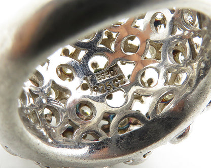 925 Sterling Silver  Vintage Cubic Zirconia Dome Cocktail Ring Sz 6  RG19770