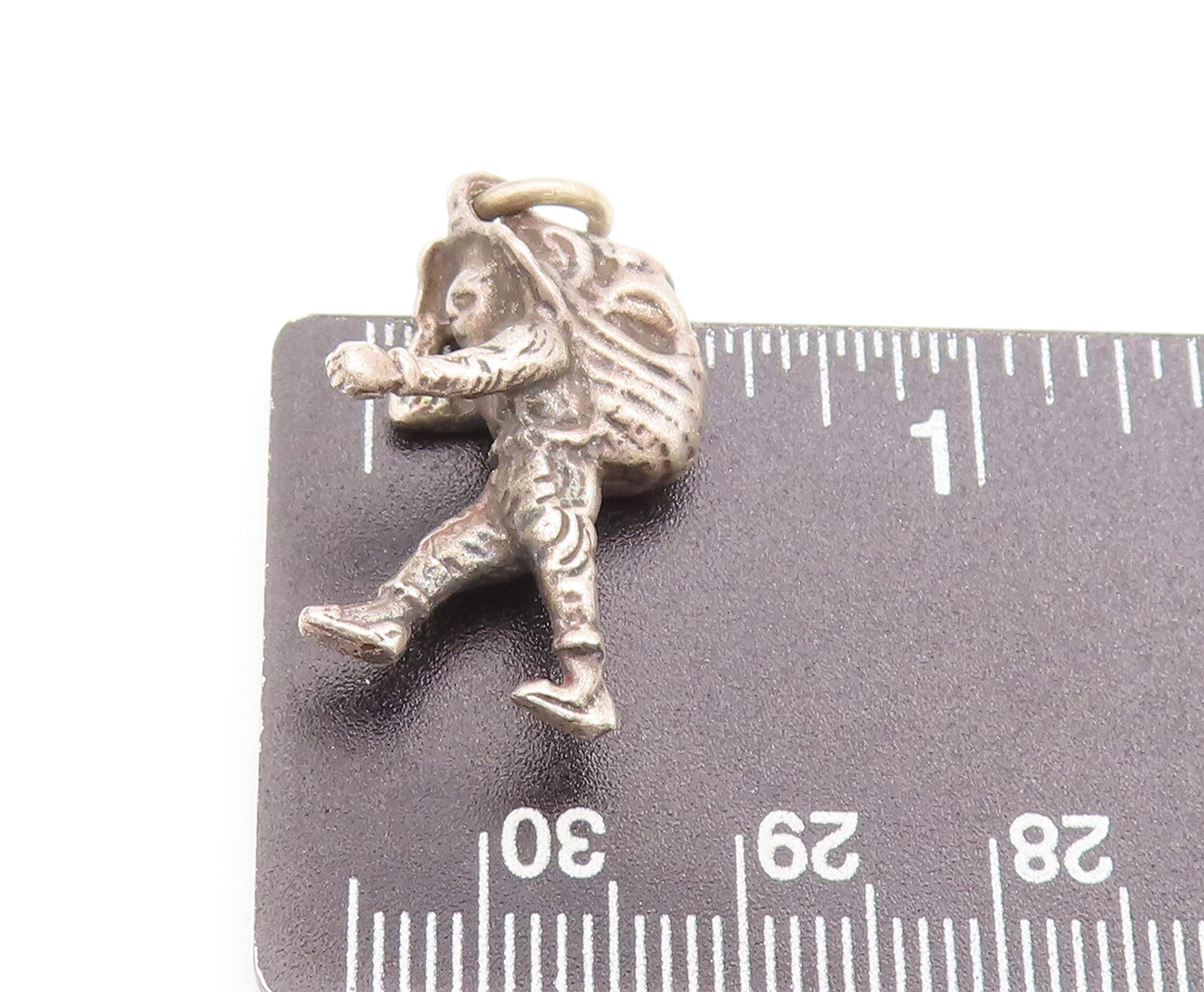 925 Sterling Silver Vintage Pendant 3D Carved Mountain Climber Man Charm PT22910