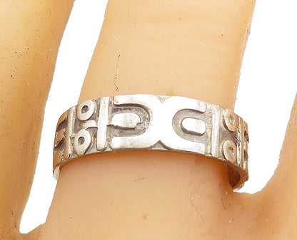 MEXICO 925 Silver  Vintage Chiseled Pattern Large Band Ring Sz 11  RG6945