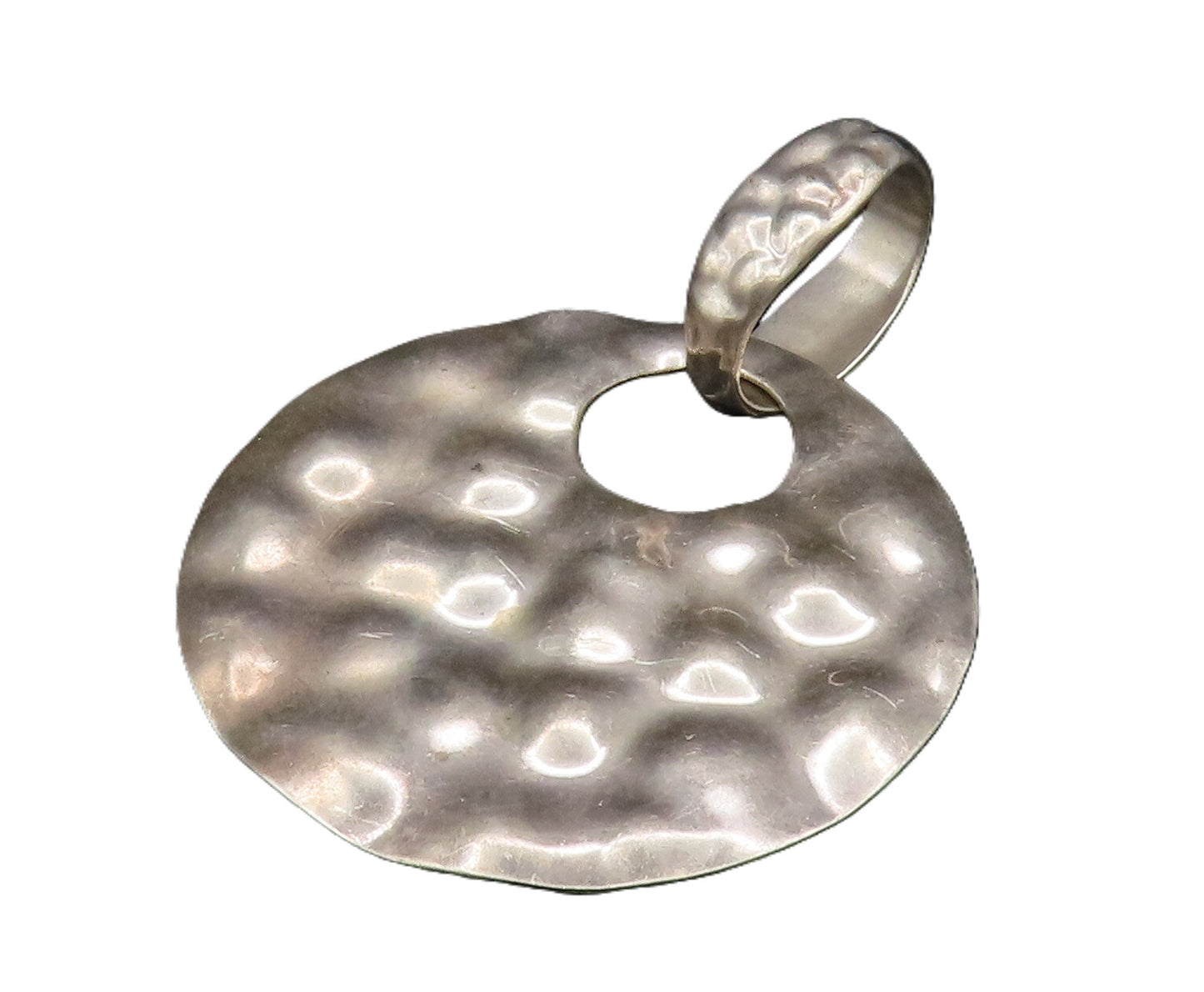 925 Sterling Silver  Vintage Minimalist Round Bubbled Pendant  PT20484