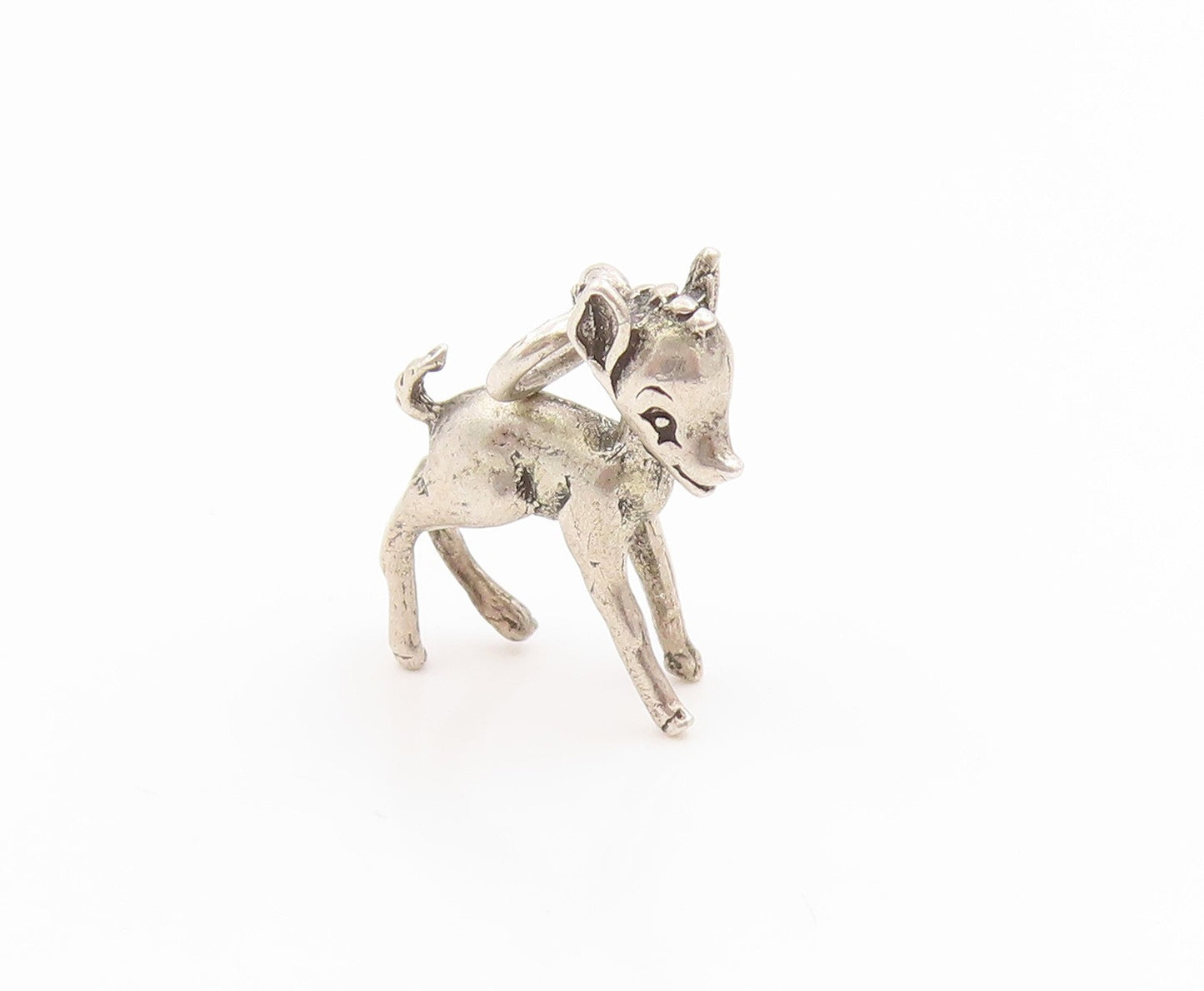925 Sterling Silver Vintage Pendant Miniature Young Fawn Deer Charm  PT26157