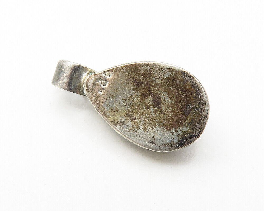925 Sterling Silver  Vintage Black Onyx Dark Tone Tear Drop Pendant  PT8365