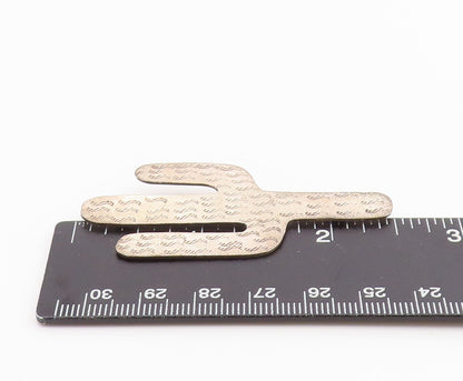 925 Sterling Silver Vintage Brooch Pin NAVAJO Etched Cactus Cutout  BP12473