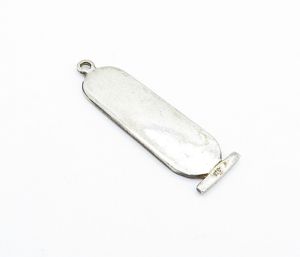 925 Silver & 18K GOLD  Vintage Two Tone Hebrew Cartouche Pendant  PT4258