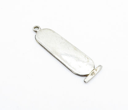 925 Silver & 18K GOLD  Vintage Two Tone Hebrew Cartouche Pendant  PT4258