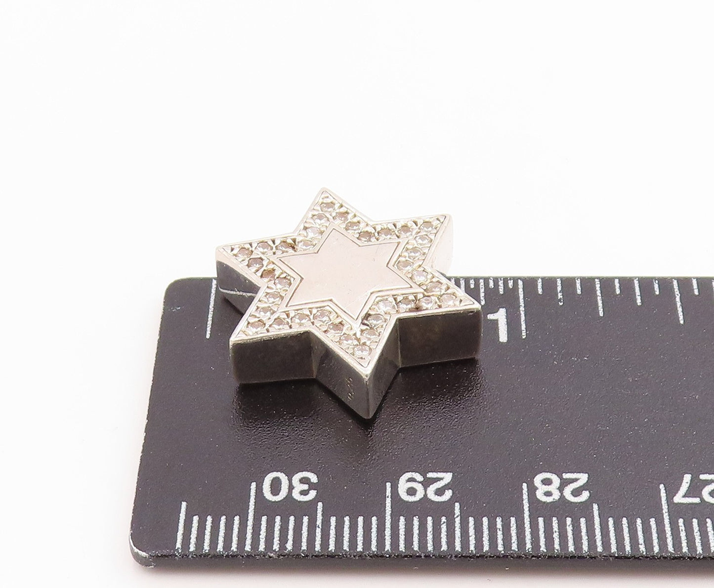 925 Sterling Silver Vintage Pendant CZ Solid Celestial Hexagram Charm  PT26077