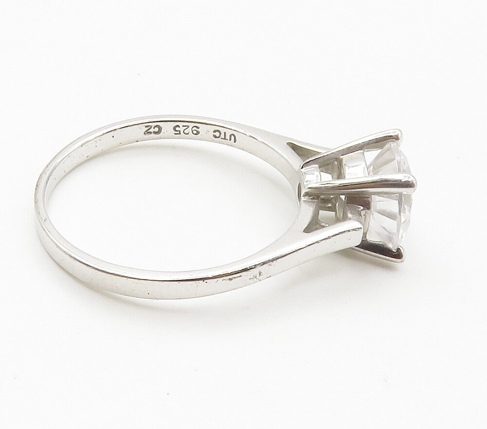 925 Sterling Silver  Sparkling Cubic Zirconia Solitaire Ring Sz 8  RG15312