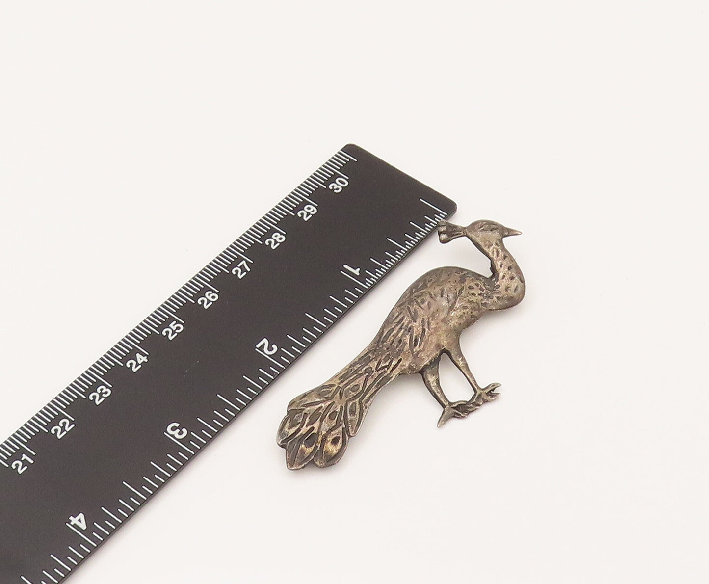 925 Sterling Silver  Vintage Antique Peacock Bird Brooch Pin  BP10209