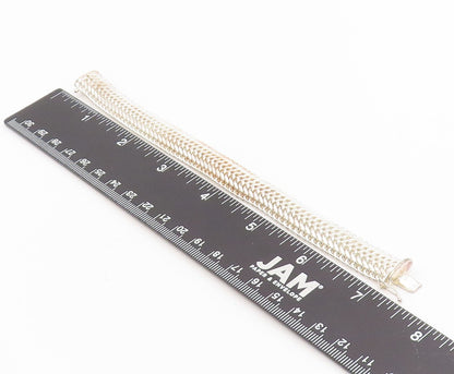 925 Sterling Silver Vintage Bracelet Interwoven Braided Foxtail Chain  BT11565