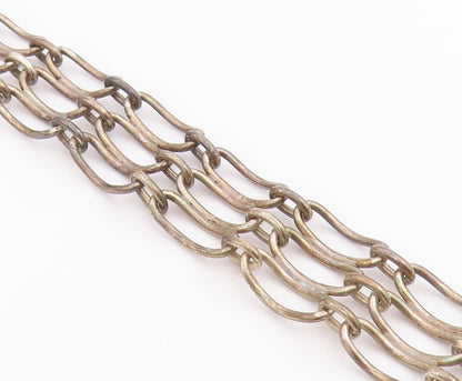 925 Sterling Silver Vintage Bracelet Triple Strand Open Loop Chain  BT12218