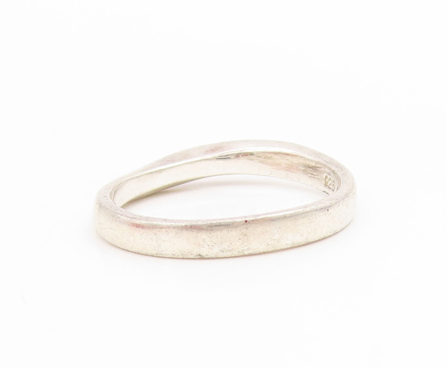 925 Sterling Silver Vintage Ring Minimalist Curvy Wave Dome Band  Sz 9  RG34703